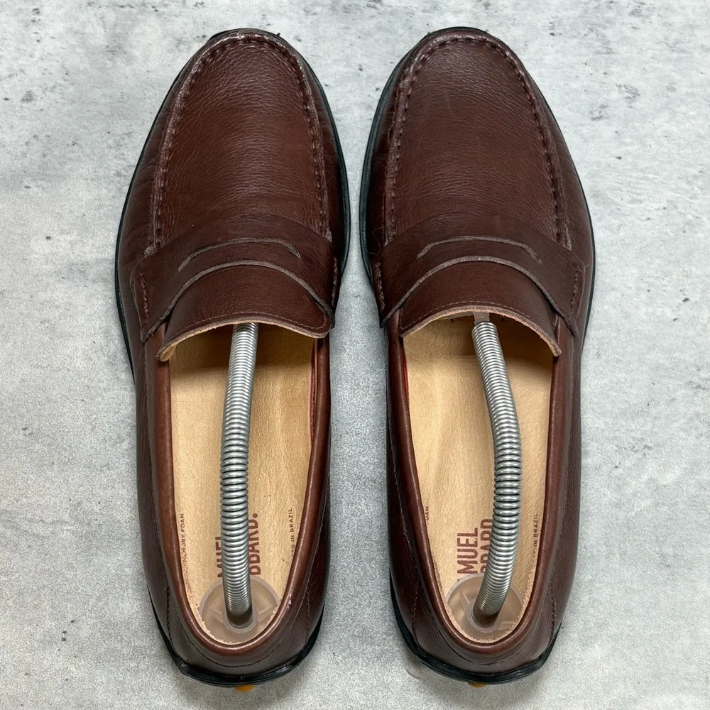 NEW Samuel Hubbard Brown Leather Slip On Driving‎ Penny Loafers Mens Size 8